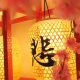 Photo Chinese style wood carving wall lamp